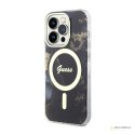 Guess Golden Marble MagSafe - Etui iPhone 14 Pro Max (Czarny)