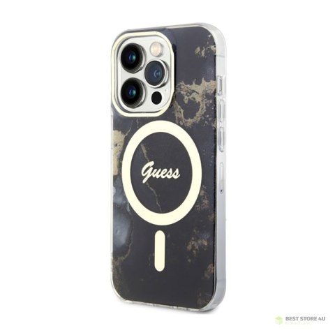 Guess Golden Marble MagSafe - Etui iPhone 14 Pro Max (Czarny) Guess Golden Marble MagSafe - Etui iPhone 14 Pro Max (Czarny)