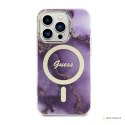 Guess Golden Marble MagSafe - Etui iPhone 14 Pro (Purpurowy)