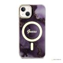 Guess Golden Marble MagSafe - Etui iPhone 14 (Purpurowy)