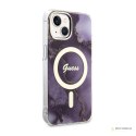 Guess Golden Marble MagSafe - Etui iPhone 14 (Purpurowy)