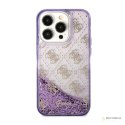 Guess Liquid Glitter Transculent 4G - Etui iPhone 14 Pro (Purpurowy)