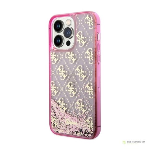 Guess Liquid Glitter Transculent 4G - Etui iPhone 14 Pro (Różowy) Guess Liquid Glitter Transculent 4G - Etui iPhone 14 Pro (Różowy)