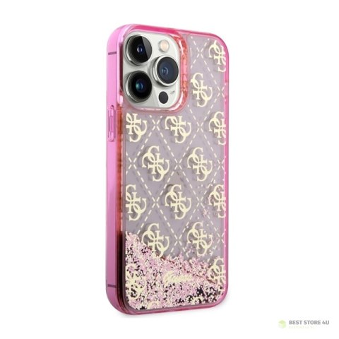 Guess Liquid Glitter Transculent 4G - Etui iPhone 14 Pro (Różowy) Guess Liquid Glitter Transculent 4G - Etui iPhone 14 Pro (Różowy)