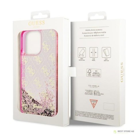 Guess Liquid Glitter Transculent 4G - Etui iPhone 14 Pro (Różowy) Guess Liquid Glitter Transculent 4G - Etui iPhone 14 Pro (Różowy)