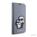 Karl Lagerfeld Booktype NFT Saffiano Karl & Choupette - Etui iPhone 14 Pro Max (Srebrny)