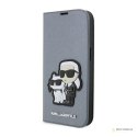 Karl Lagerfeld Booktype NFT Saffiano Karl & Choupette - Etui iPhone 14 Pro (Srebrny)