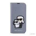 Karl Lagerfeld Booktype NFT Saffiano Karl & Choupette - Etui iPhone 14 Pro (Srebrny)