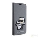 Karl Lagerfeld Booktype NFT Saffiano Karl & Choupette - Etui iPhone 14 (Srebrny)