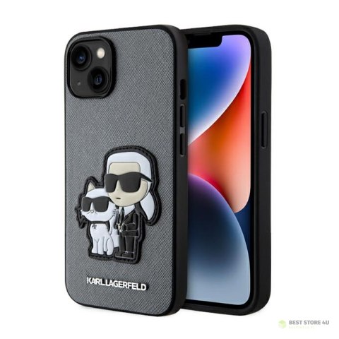 Karl Lagerfeld NFT Saffiano Karl & Choupette - Etui iPhone 14 (Srebrny)