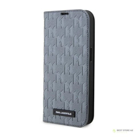 Karl Lagerfeld Saffiano Monogram - Etui iPhone 14 Pro Max (Srebrny)