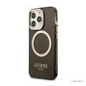 Guess Gold Outline Translucent MagSafe - Etui iPhone 13 Pro Max (czarny)