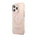 Guess Gold Outline Translucent MagSafe - Etui iPhone 13 Pro Max (różowy)
