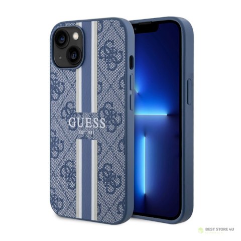 Guess 4G Printed Stripes MagSafe - Etui iPhone 14 (Niebieski)