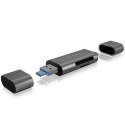Icy box IB-CR200-C Czytnik kart SD/MicroSD (TF) USB 2.0 z interfejsem Type-C i -A na micro USB (OTG), antracytowy Raidsonic Zewn