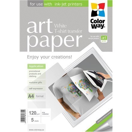 ColorWay ART Photo Paper T-shirt transfer (white), 5 sheets, A4, 120 g/m?