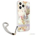 Guess Flower Cord - Etui ze smyczką iPhone 13 Pro (Purple)