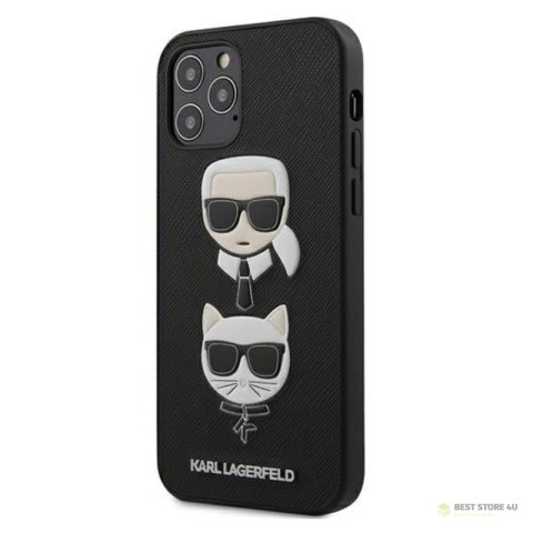 Karl Lagerfeld Saffiano Karl & Choupette Heads - Etui iPhone 12 / iPhone 12 Pro (czarny)