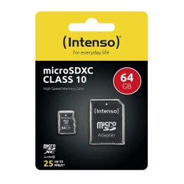 Intenso MicroSDXC - Karta pamięci 64 GB Class 10 12/25 MB/s z adapterem