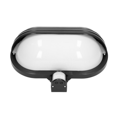 MUSAM, oprawa ogrodowa z czujnikiem ruchu 180°, 1x60W, E27, IP44, z przesłoną, plastik, czarna