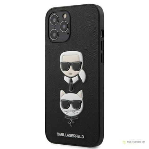 Karl Lagerfeld Saffiano Karl & Choupette Heads - Etui iPhone 12 Pro Max (czarny)