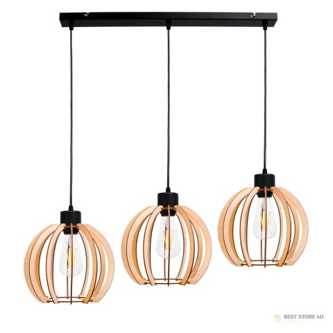 JUALA lampa wisząca, moc max. 3x60W, E27, czarna, drewno JUALA lampa wisząca, moc max. 3x60W, E27, czarna, drewno