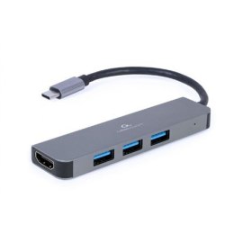 Cablexpert Adapter wieloportowy USB Typ-C 2 w 1 (Hub + HDMI) A-CM-COMBO2-01 0,09 m, szary, USB Typ-C