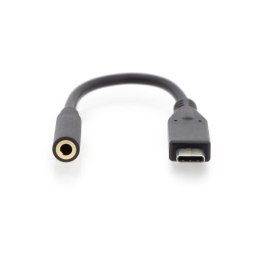 Digitus USB Typ-C Kabel adaptera audio, Typ-C - 3,5mm M/F, 0,2m, Wejście/wyjście audio, Wersja 3.1 AK-300321-002-S Czarny, 3,5mm