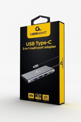 Gembird USB Type-C 3-in-1 multi-port adapter A-CM-COMBO3-01 0.15 m, Grey, USB Type-C