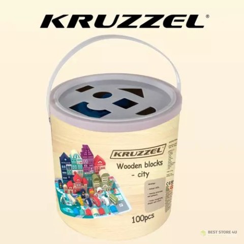 Klocki drewniane- miasto 100szt. Kruzzel 19159 Klocki drewniane- miasto 100szt. Kruzzel 19159