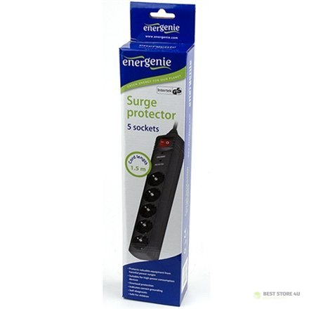EnerGenie Surge Protector SPG5-C-5/ 1,5 m/ 5 gniazd/ Czarny EnerGenie Surge Protector SPG5-C-5/ 1,5 m/ 5 gniazd/ Czarny