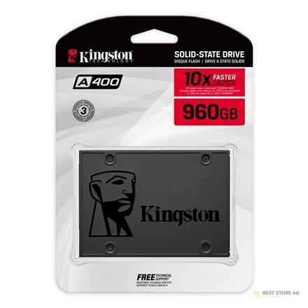 Kingston SSD A400 960 GB, obudowa SSD 2,5", interfejs SSD SATA Rev 3.0, prędkość zapisu 450 MB/s, prędkość odczytu 500 MB/s. Kingston SSD A400 960 GB, obudowa SSD 2,5", interfejs SSD SATA Rev 3.0, prędkość zapisu 450 MB/s, prędkość odczytu 500 MB/s.