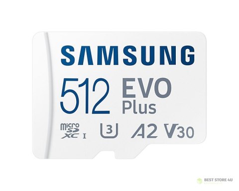 Samsung microSD Card EVO PLUS 512 GB, MicroSDXC, Flash memory class 10, SD adapter