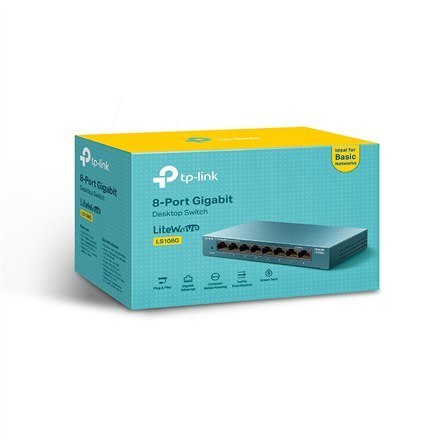 Switch sieciowy TP-LINK 8-portowy 10/100/1000Mbps Desktop LS108G Niezarządzany, Desktop