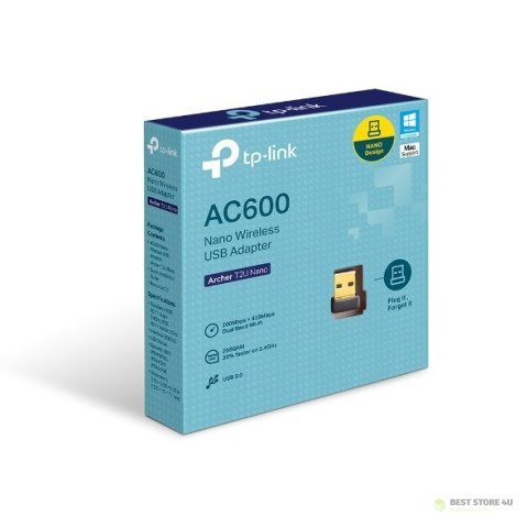 TP-LINK Dwuzakresowy adapter USB 2.0 Archer T2U Nano 2,4GHz/5GHz, 802.11ac, 200+433 Mbps TP-LINK Dwuzakresowy adapter USB 2.0 Archer T2U Nano 2,4GHz/5GHz, 802.11ac, 200+433 Mbps