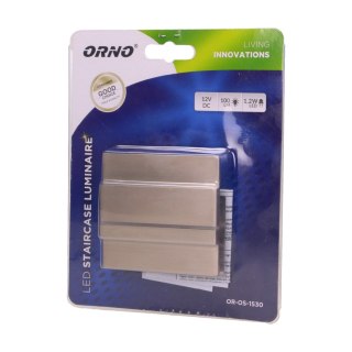 CYGNUS LED 1,2W, oprawa schodowa natynkowa, 12V DC, 100lm, 3000K, satyna