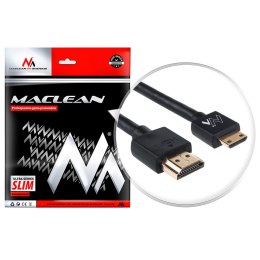 Przewód Maclean, HDMI-miniHDMI, ULTRA SLIM, v1.4, A-C, 1m, MCTV-711