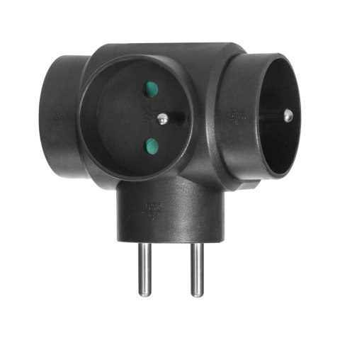 Rozgałęźnik 3x2P+Z, czarny