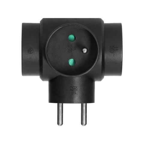 Rozgałęźnik 3x2P+Z, czarny