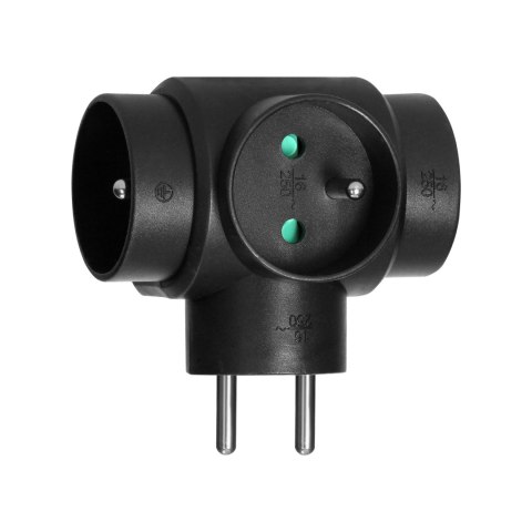 Rozgałęźnik 3x2P+Z, czarny