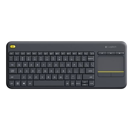 Logitech K400 Plus Klawiatura z gładzikiem, bezprzewodowa, NL, 380 g, port USB, czarna