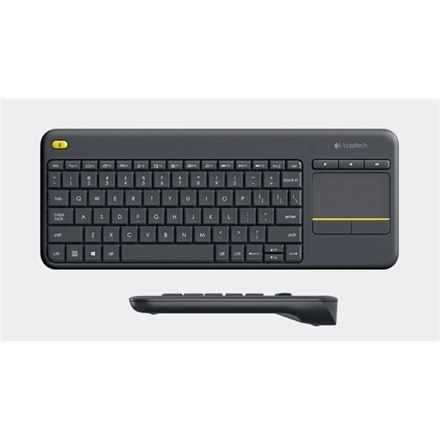 Logitech K400 Plus Klawiatura z gładzikiem, bezprzewodowa, NL, 380 g, port USB, czarna