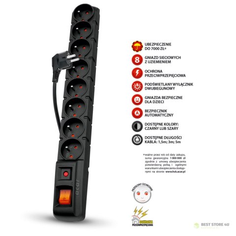 FILTR NAPIĘCIOWY ACAR S8 czarny 1,5m W0147 FILTR NAPIĘCIOWY ACAR S8 czarny 1,5m W0147