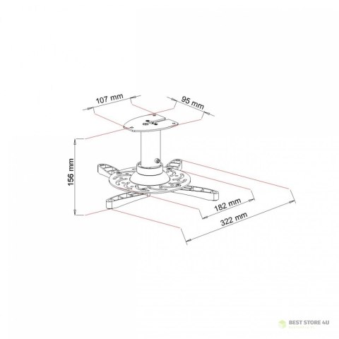 UCHWYT PODWIESZANY 16cm DO PROJEKTORA P-101S 15KG ART srebrny UCHWYT PODWIESZANY 16cm DO PROJEKTORA P-101S 15KG ART srebrny