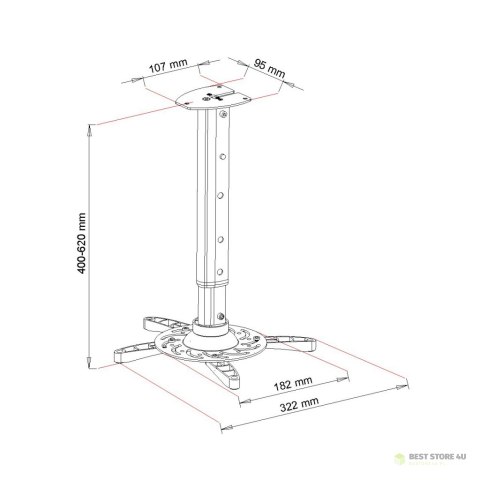 UCHWYT PODWIESZANY 40-62cm DO PROJEKTORA P-102S 15KG ART srebrny UCHWYT PODWIESZANY 40-62cm DO PROJEKTORA P-102S 15KG ART srebrny