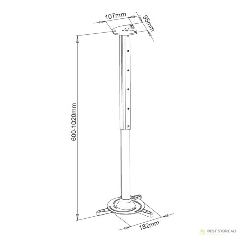 UCHWYT PODWIESZANY 60-102cm DO PROJEKTORA P-105S 15KG ART srebrny UCHWYT PODWIESZANY 60-102cm DO PROJEKTORA P-105S 15KG ART srebrny
