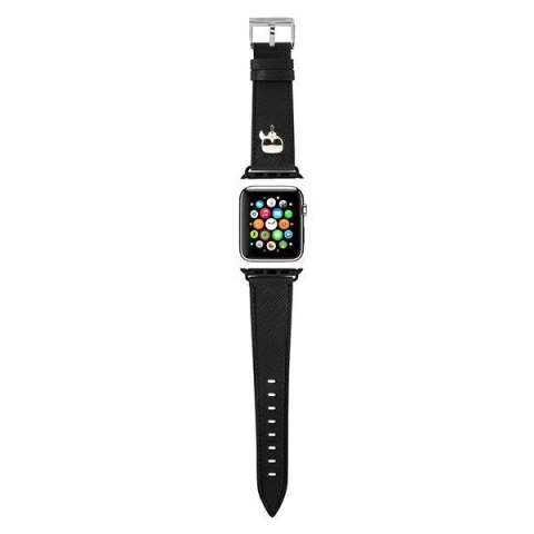 Karl Lagerfeld Saffiano Karl Head - Pasek do Apple Watch 42/44/45 mm (czarny)