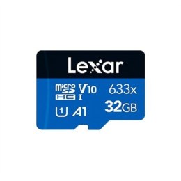 Lexar Karta pamięci LMS0633032G-BNNNG 32 GB, microSDHC, klasa pamięci flash UHS-I Class 10, adapter