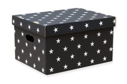 Pudełko dekoracyjne, porządkowe 460x320x330 mm GWIAZDKI czarno-białe