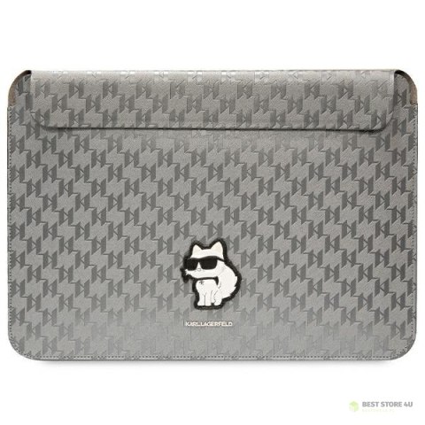 Karl Lagerfeld NFT Saffiano Monogram Ikonik Choupette Sleeve - Etui na notebook 14" (Srebrny)